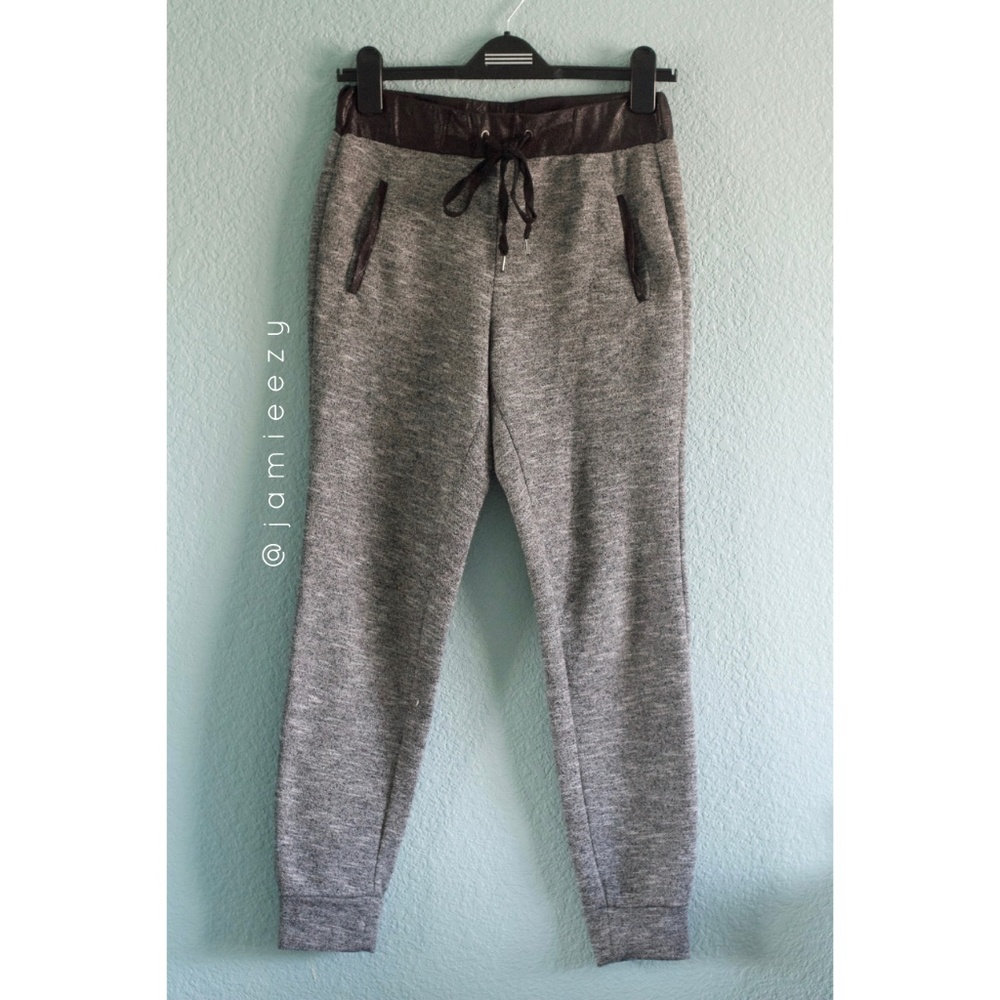 Forever 21 | Faux Leather Waist Marled Joggers - Picture 1 of 7